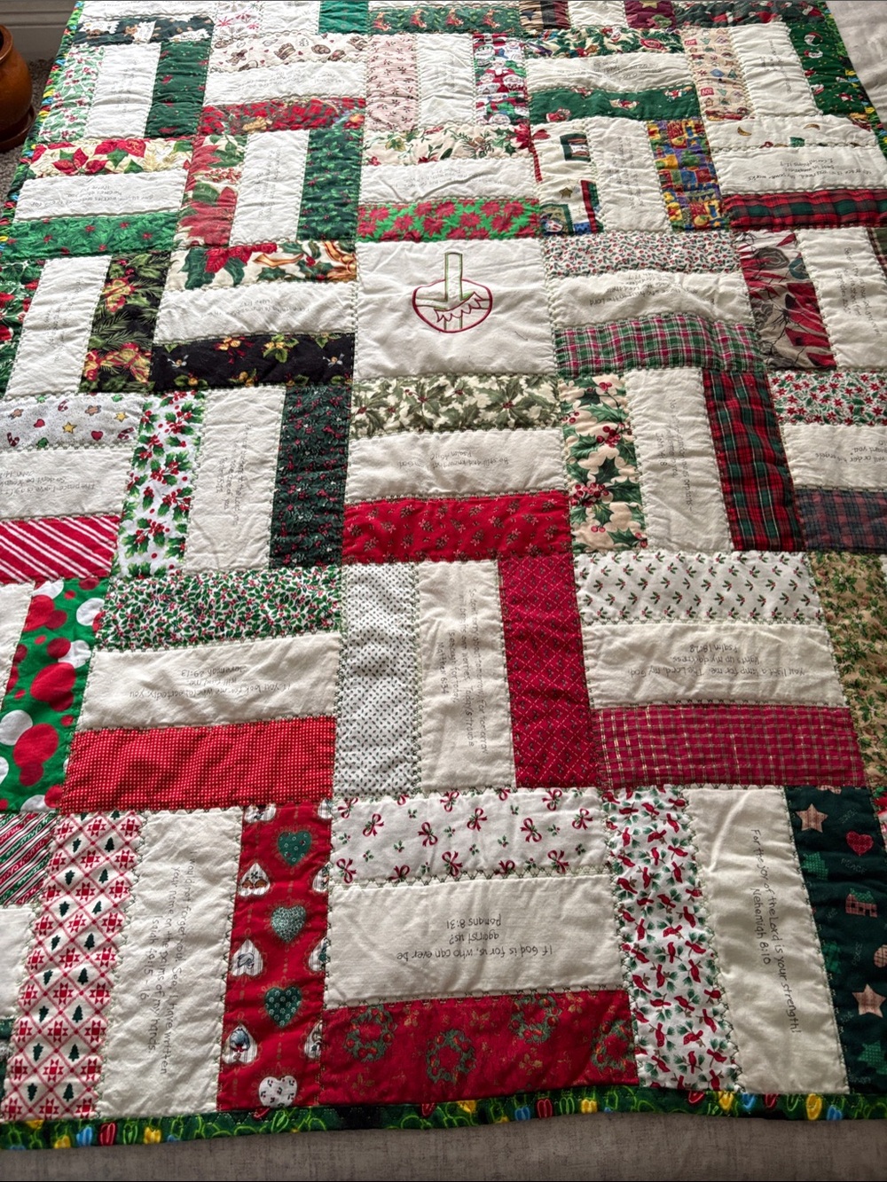 Child’s Reversible Christmas Quilt. Size 55”X 40”.